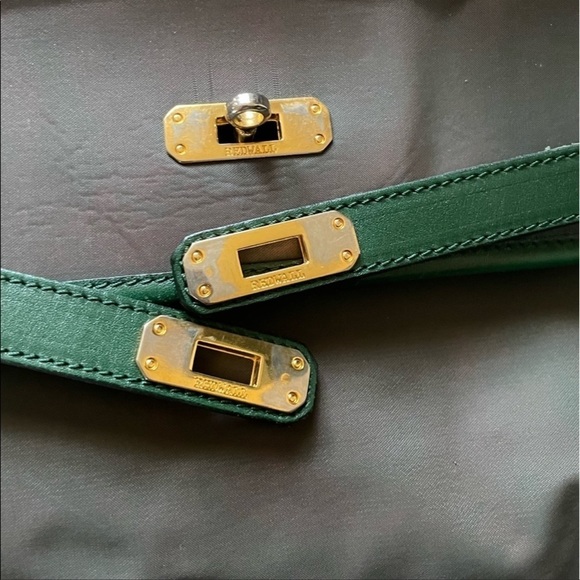 Moschino vintage gold hardware Purse green canvas shoulderbag top handle satchel - Picture 6 of 15